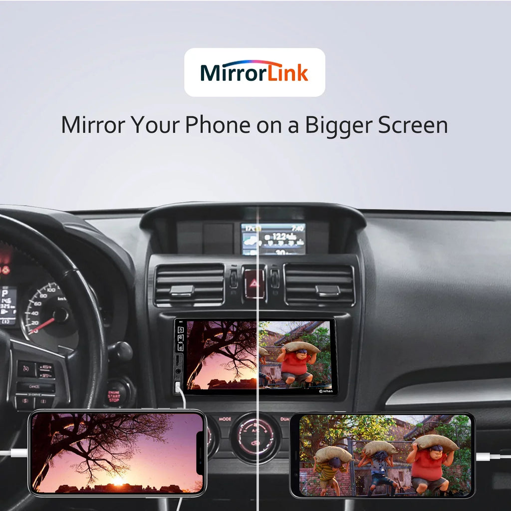 Carplay, Compatiable with Player Din Radio Inch Camera Auto, Double Corehan Apple Screen Bluetooth Car Mirror Touch Multimedia Link IPS Android Stereo Car with 7 Backup Complimentary -