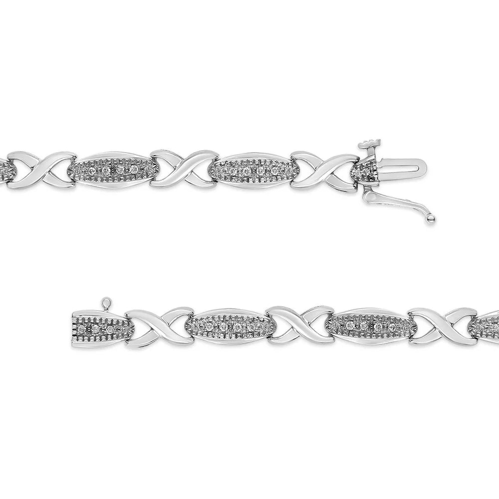 Bracelet Color, Round-Cut 7.50" - Silver .925 (I-J "X" Clarity) 1/5 Diamond Link Cttw Sterling I2-I3 Size