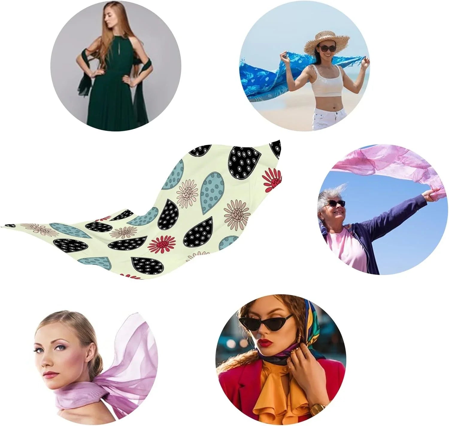 Scarf for Flower Doodles Shawl Long Girls Wrap Lightweight Scarves Women Silk Hyjoy Neck