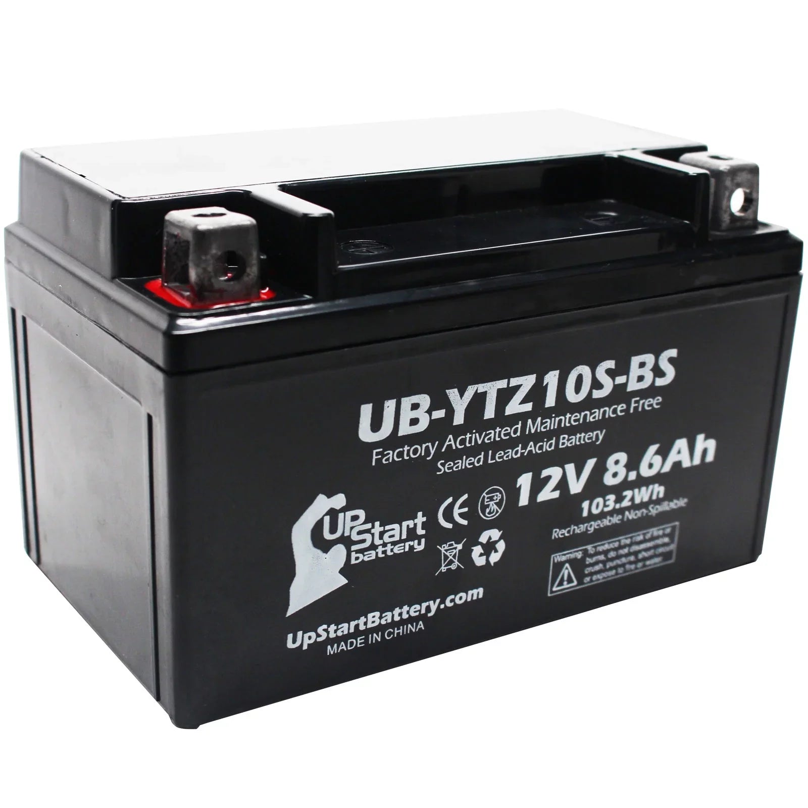 Battery Battery 600CC UpStart - 2011 (excl. UB-YTZ10S-BS 2-Pack Maintenance 12V, Replacement Factory YZF-R6 Activated, 8.6Ah, Motorcycle Yamaha R6S) Free,
