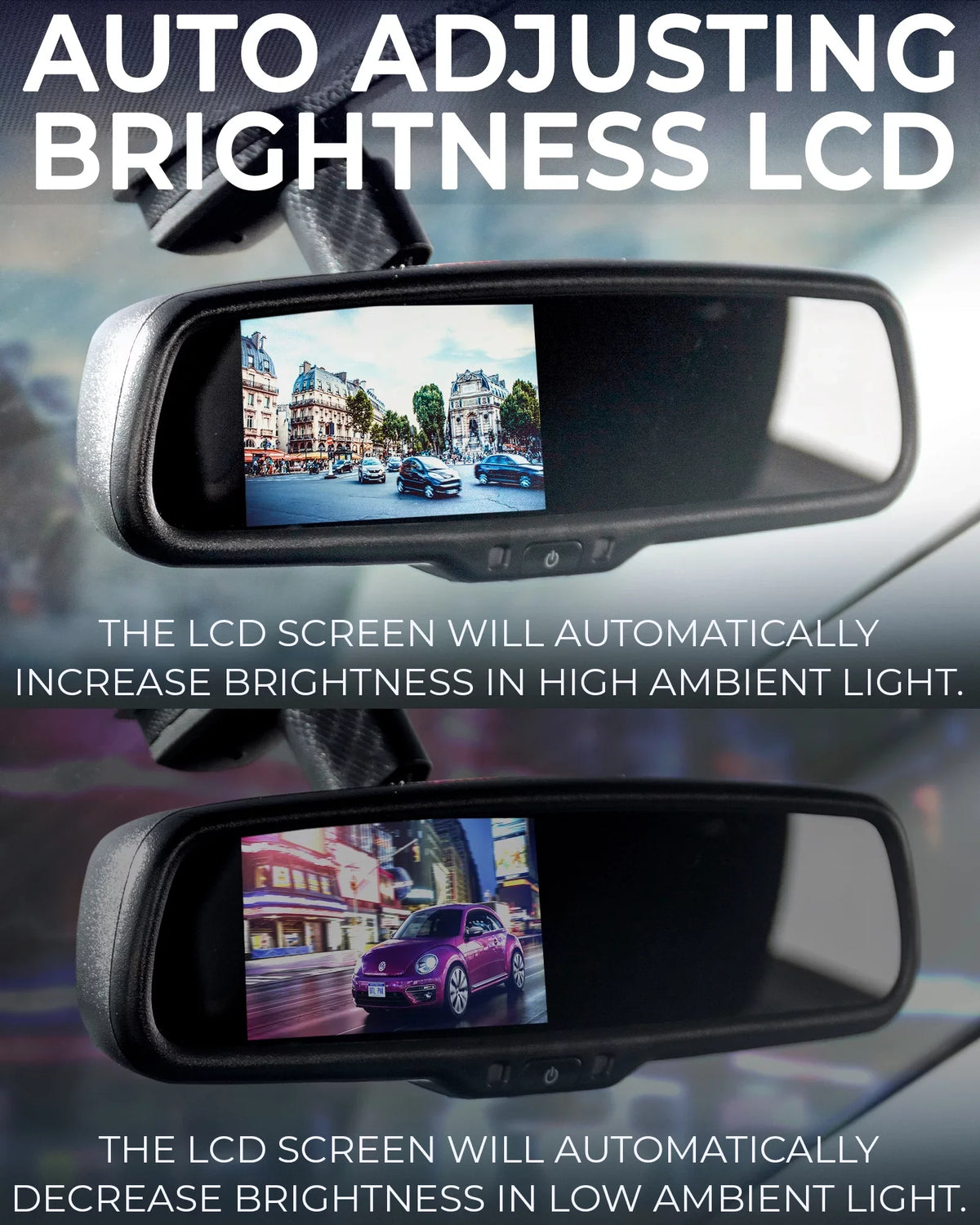 with Master LCD 4 Inputs Display, Video 7" Enhanced Universal Visibility & Tailgaters Frameless View Rear Mirror