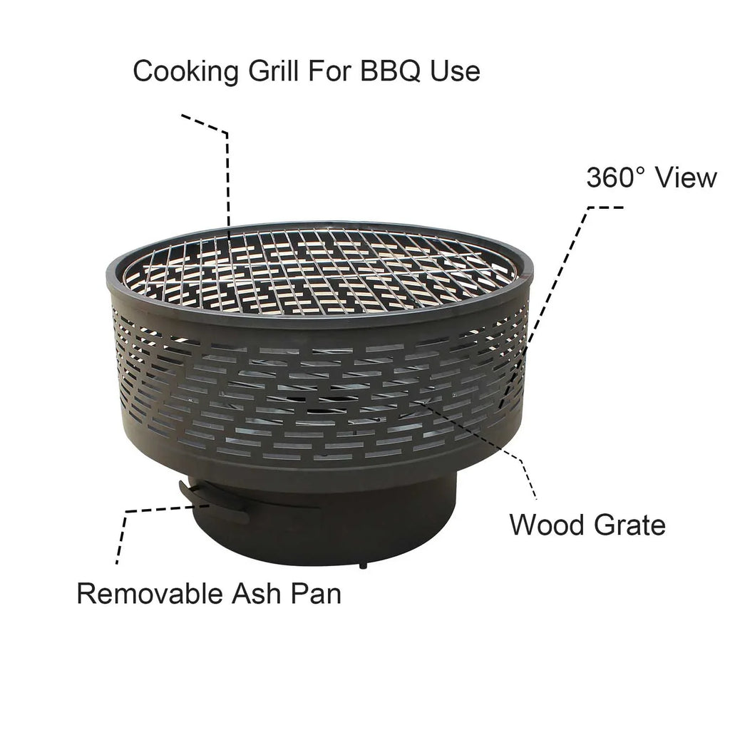 and with and fire table portable dining featuring pit grill table, functions outdoor lid, campfire 26 inch barbecue,