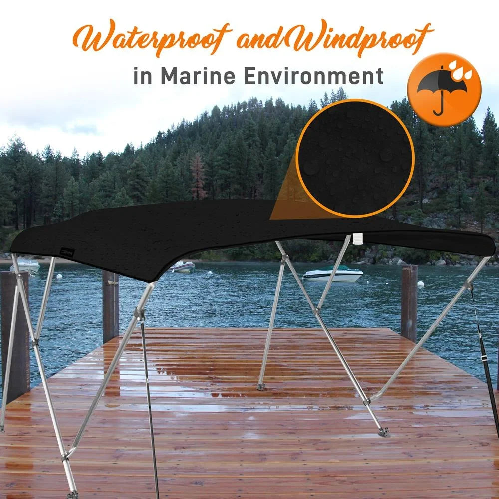 Cover Frame, Gray 3 Walled SereneLife with Boat 67-72 Bimini Top Bow Inch Double