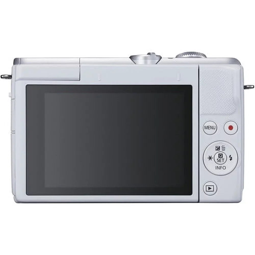 Mirrorless Lens + EOS with More Digital (White) Canon M200 Memory Spare with 128GB Camera + Battery Card Kit 15-45mm