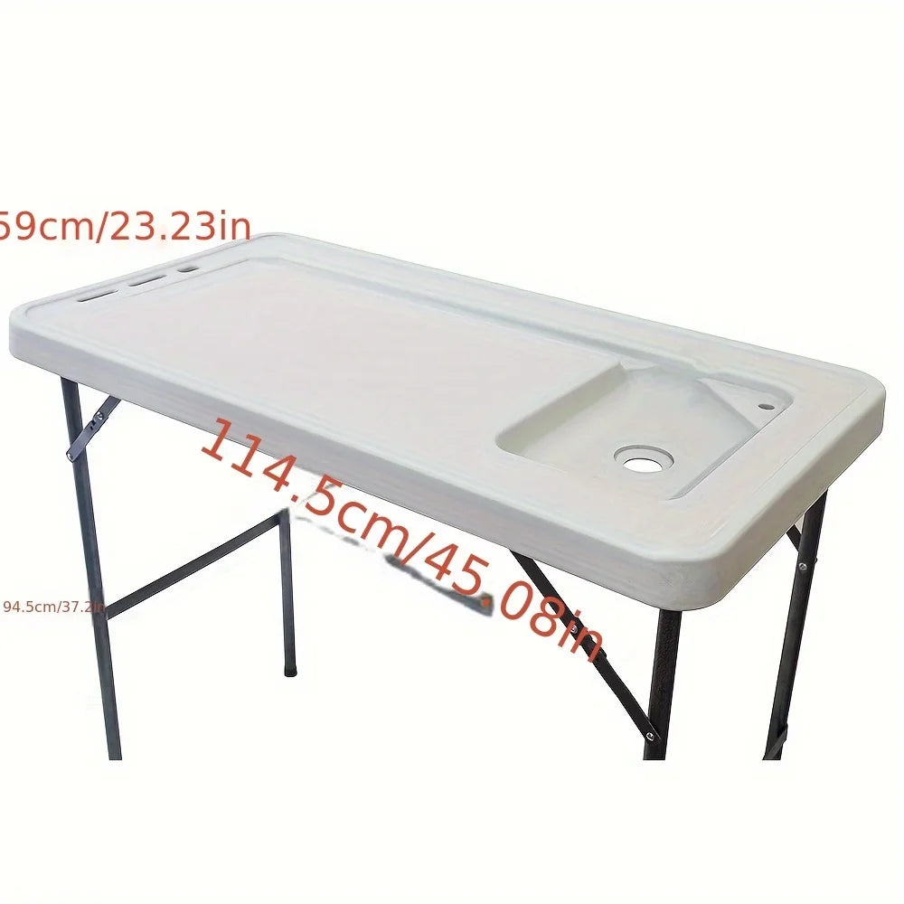 Multifunctional Table Table,Outdoor Portable Folding Camping Gun Cleaning Picnic Faucet Picnic with & for Fish Fish Spray Table Garden,White Kitchen