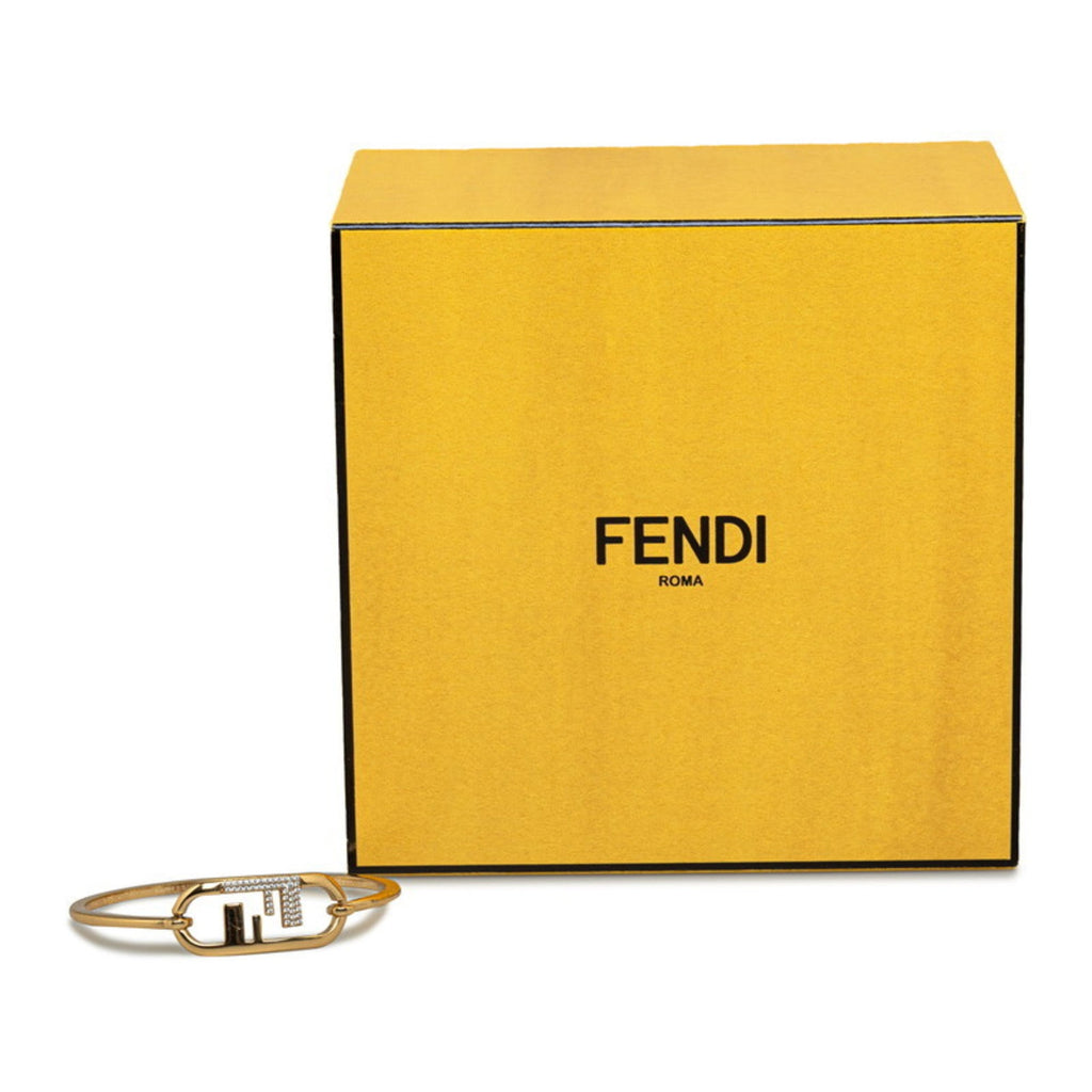Rhinestone Rhinestone Gold Pre-Owned Bangle (Fair) Fendi