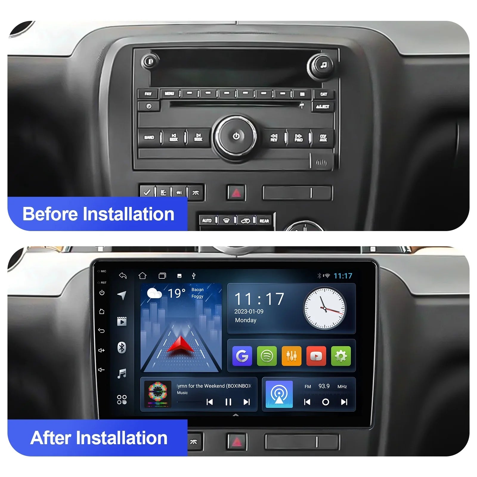 Radio & Touchscreen Android FM Aumume Double 10.1 IPS 2+32G Android BT 10 Stereo Backup Car for Camera Auto Navi Carplay Din Support GPS Car inches Chevrolet/GMC/Buick with Screen
