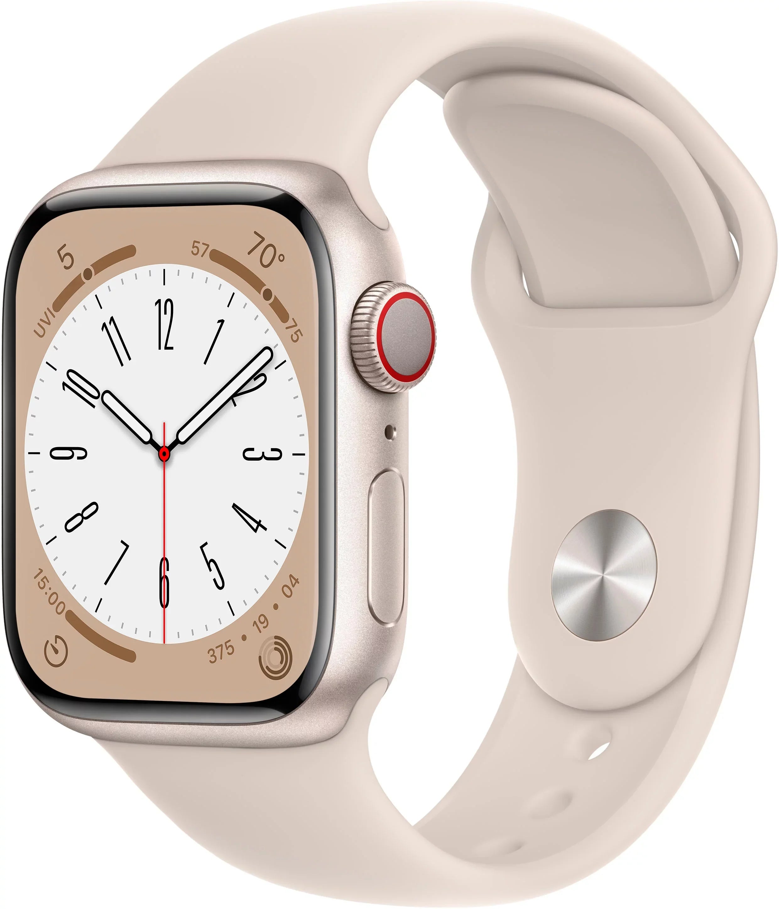Series Sport (Refurbished) Cell Aluminum Apple Watch 8 41mm Starlight Restored Gen MNUX3LL/A Band 8 Starlight