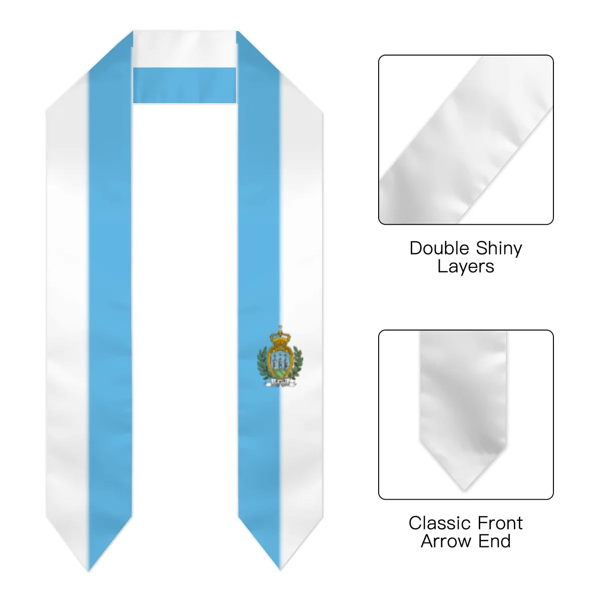 San Study Marino International Scraf Shawls Stole Shawl Sash Flag For Graduation Wraps