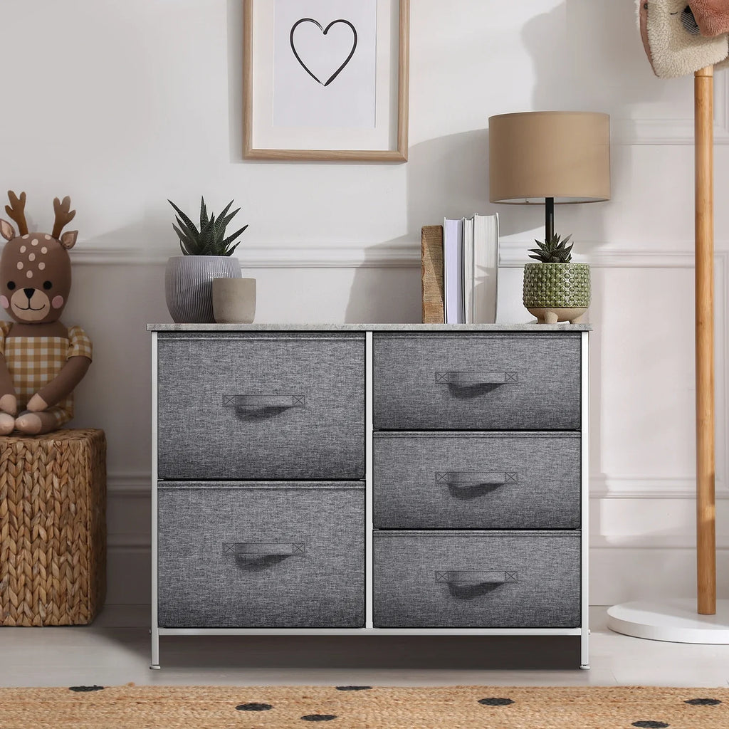 Steel Sorbus 5-Drawer Dresser: Closet Organization, Bedroom, Hallway, Frame, Gray