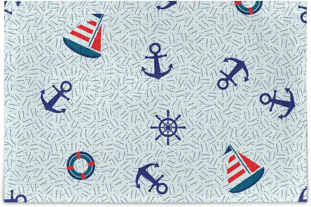 and Jigsaw Wellsay for Gift Nautical Puzzles Steering DIY Anchor Wheel Sailboat 500 Marine Decoration Sea Pieces Puzzle Adults Kids Lifebuoy Theme