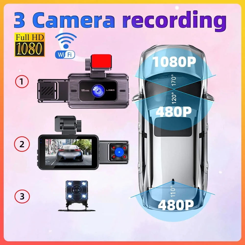 Recorder Interconnection Clear Video Car Recorder Rearview Wide Car Camera Mirror Car WIFI Dcenta Parking Cam Safety Angle Auto Dash Camcorder Driving Recording