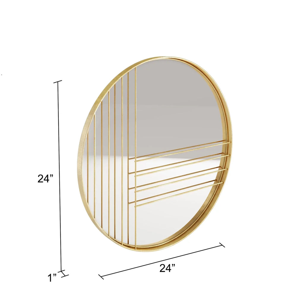 Gold Home Damis Accents Mirror Leaf Wall Metal Round Modern Aspire
