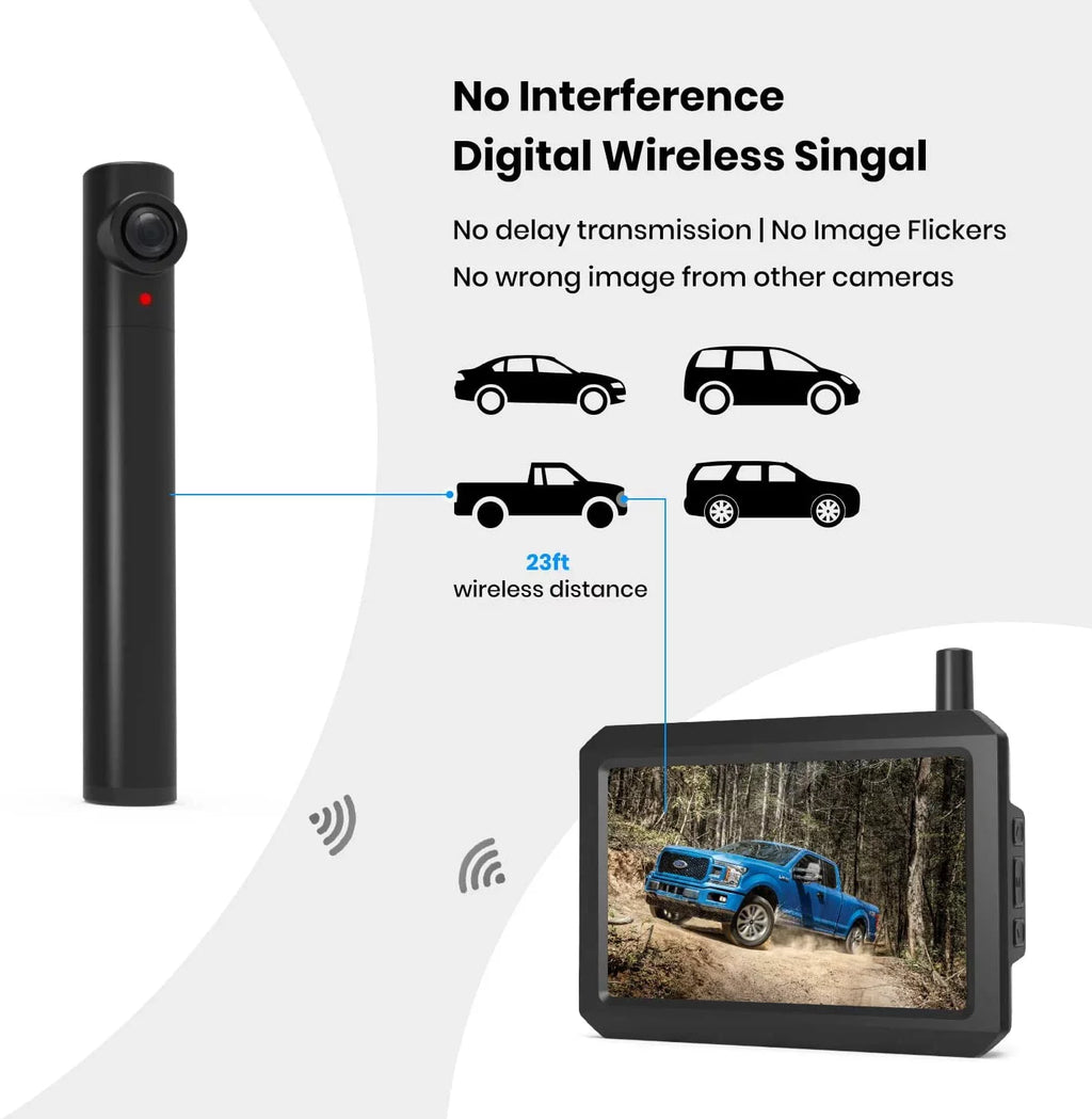 Night Wireless for Monitor 5'' Vision Up for AUTO-VOX Systems Camera Car Camera 5Mins Back Backup Trucks, DIY Installation, TW1 Solar