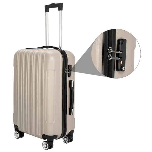 Piece Set Lock 3 Suitcase(20/24/28), Luggage on Carry Wheels Champagne Luggage Capri Spinner