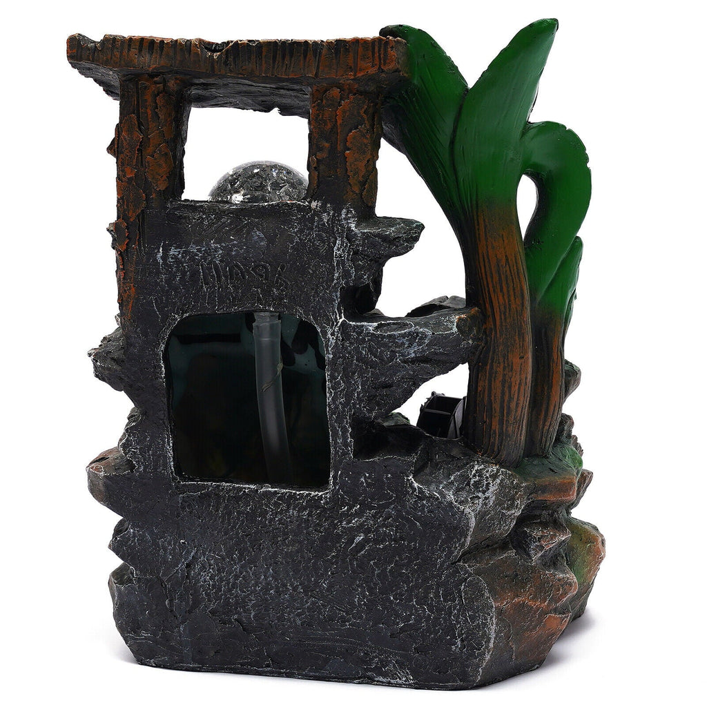 Rockery Feng Home Waterfall Resin Ball Rolling LED Water Shui Decor Tabletop Tabletop Water with Fountain Fengshui Fountain Light LED Indoor Fountain Waterfall