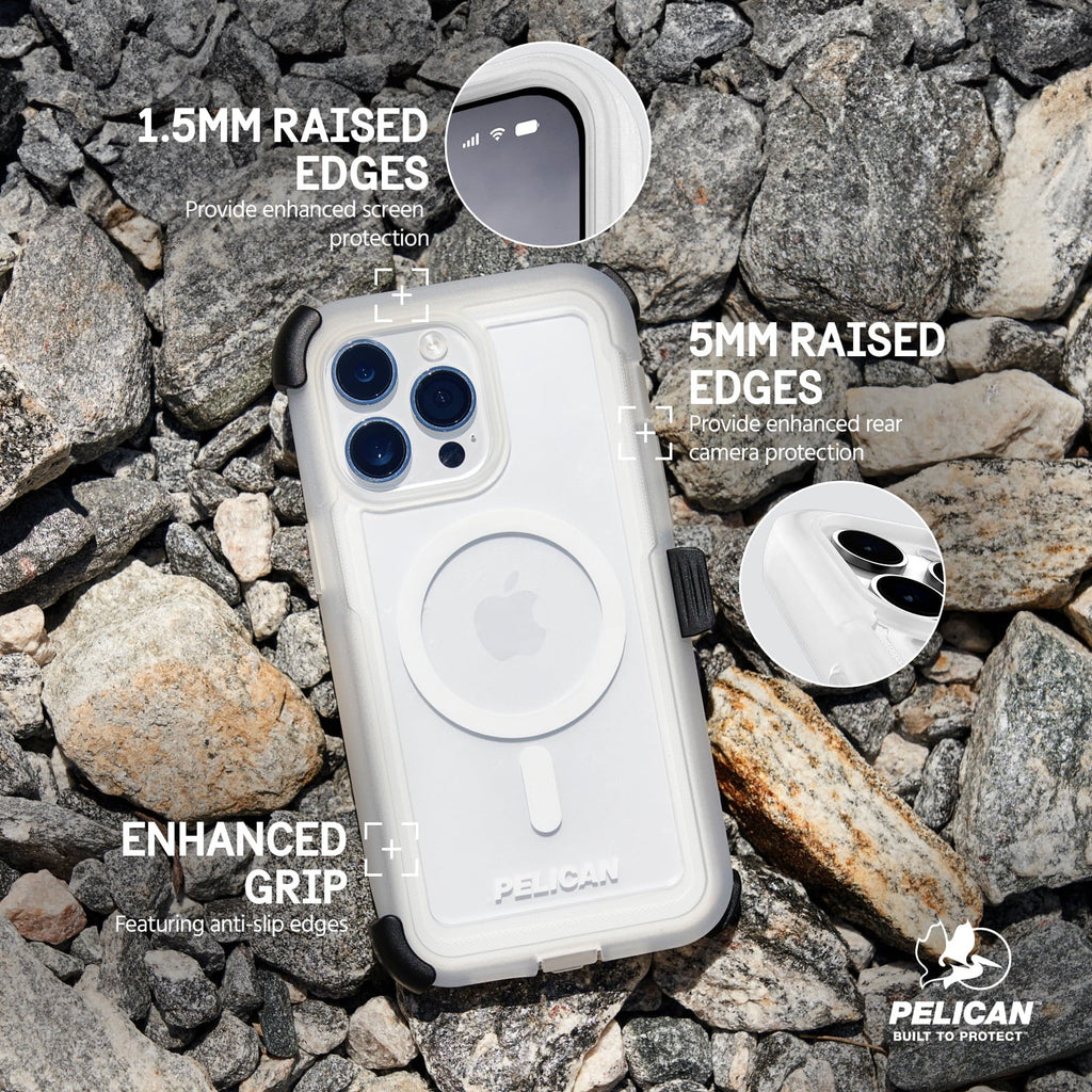 15 Series Holster Pelican Clip Voyager Apple Compatible] Pro Belt Max [MagSafe iPhone Clear - Case with