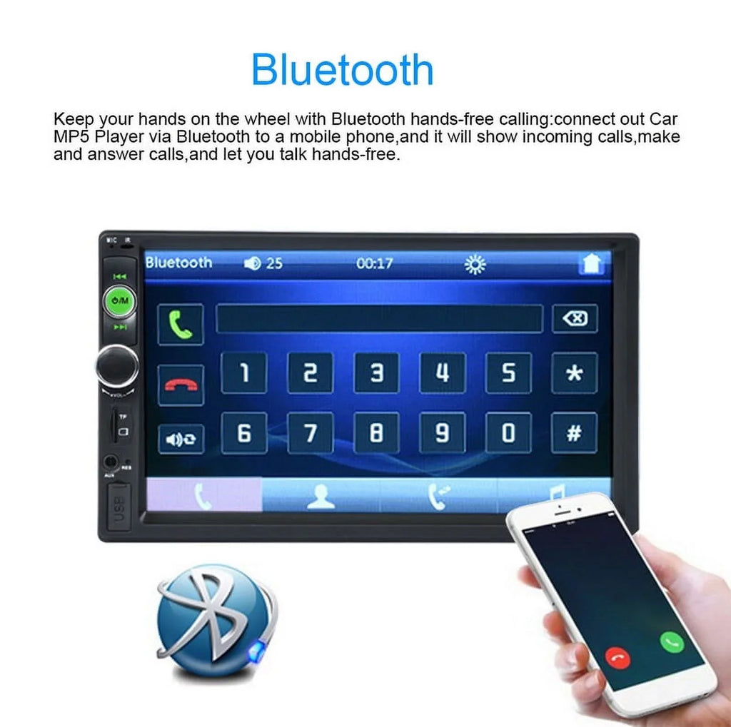 Double Audio 7-inch Multimedia Player Polarlander USB Car MP5/4/3 Screen Car SD with radio Touch Mirror Stereo AUX HD Car Bluetooth Din Link Function FM
