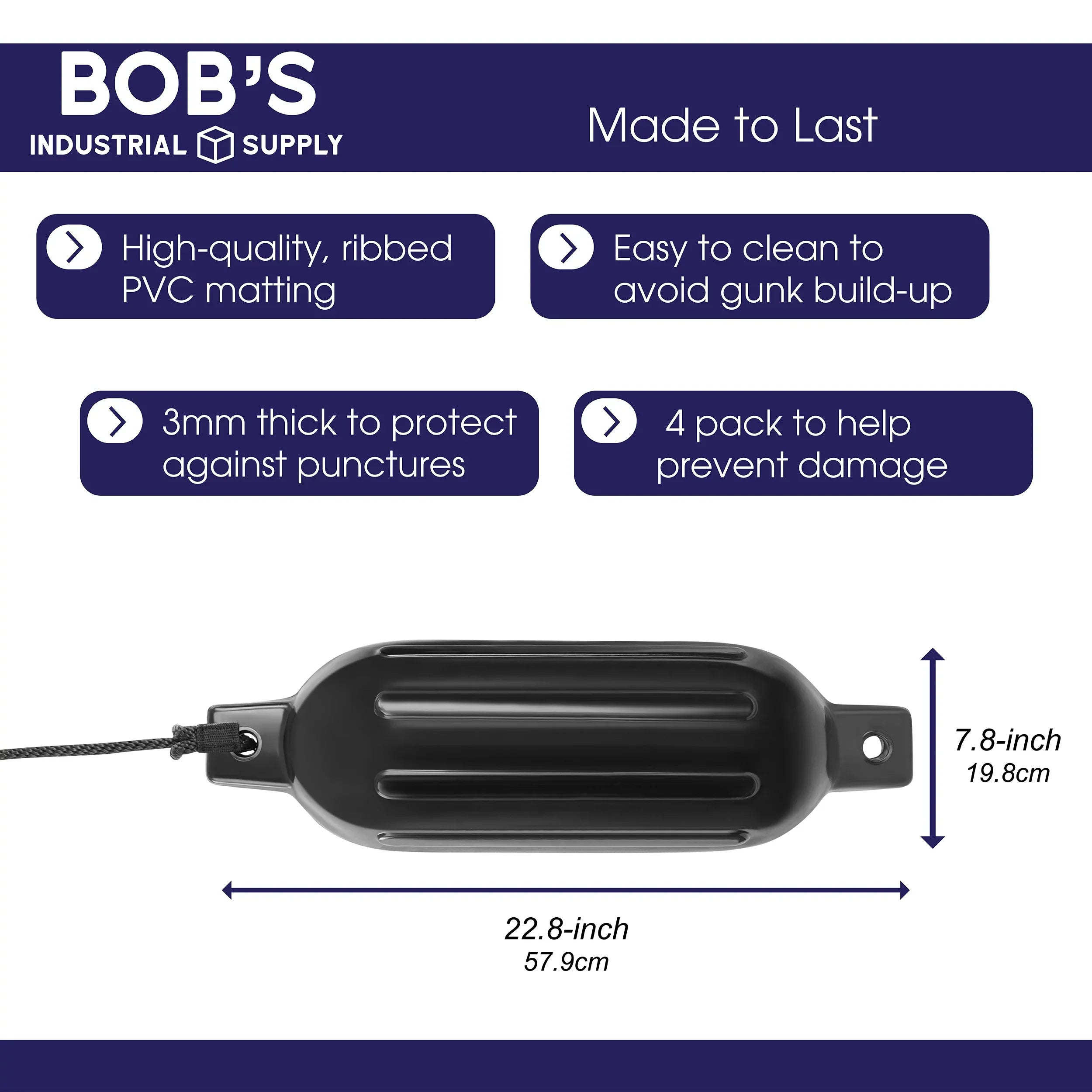 Docking 22.8 7.8in Pack - Boat 4 Fenders Buoys Boat BISupply Bumpers x for