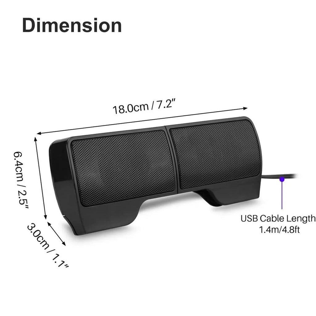 Mini Speakers Laptop External Computer USB Sound Soundbar Tablet Stereo Clip-on