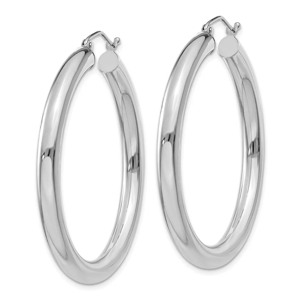 Men Teens; for for White Real and Polished and 4mm Hoop Gold Adults Women 14kt Earrings; Tube