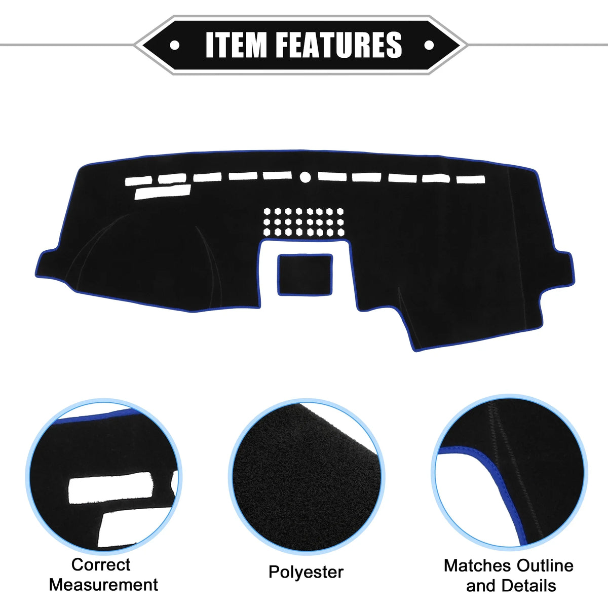 F150 Dashboard Ford Bargains Cover Protective Center Black 2015-2020 Polyester Car Unique Console Mat Blue for
