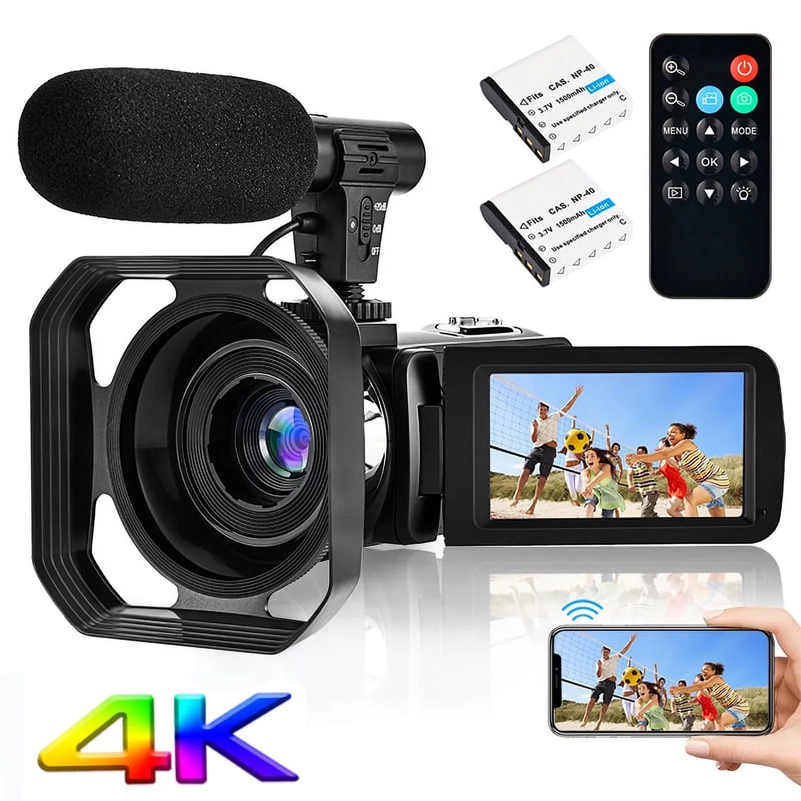 Camera Microphone Wifi 4K Video Digital Ultra 48MP Remote IPS Camera 3.0" with Control Camera Touch Youtube Vlogging Screen for Camcorder HD &