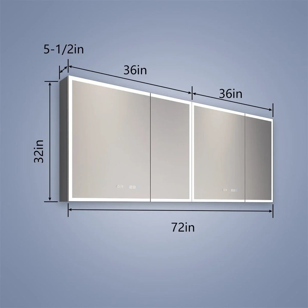 with Medicine Outlets Cabinet Cabinet Surface W 72" Recessed x led Medicine Rim 32" USBs or H Lighted and