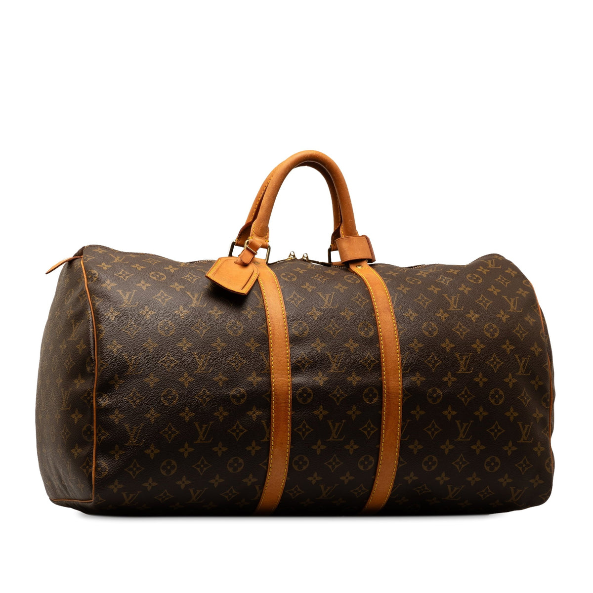 (Good) 55 WeekenderBag Brown Bag Travel Pre-Owned Monogram Keepall Louis Authenticated Canvas Vuitton Unisex