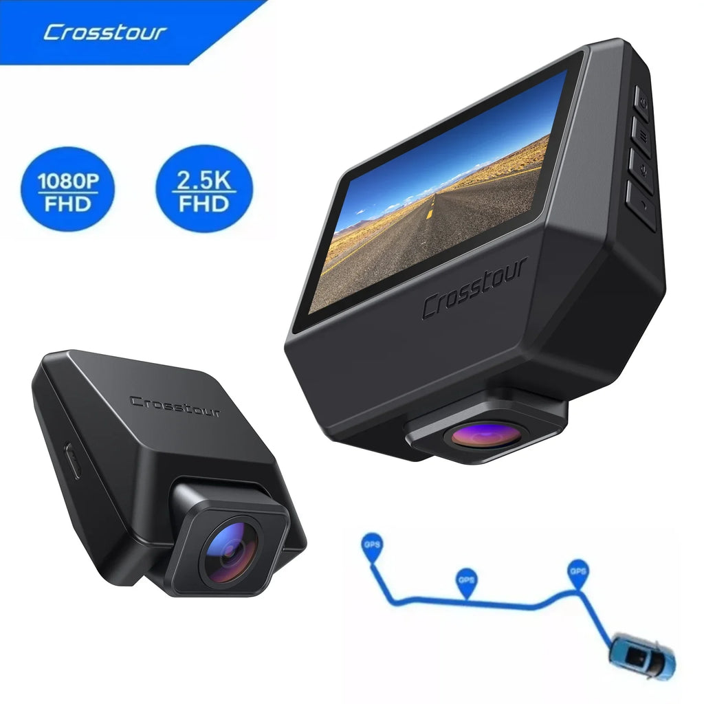 Cars IPS Crosstour Camera Camera Front GPS, for Recorder Cam Dash Backup 170° 2.5K Dashboard Dash 3 Rear, Magnetic and Screen inch