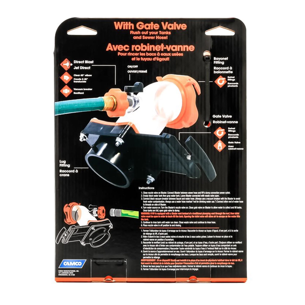 Tank Gate Rhino with Camco Blaster Rinser 39085 Valve Sewer