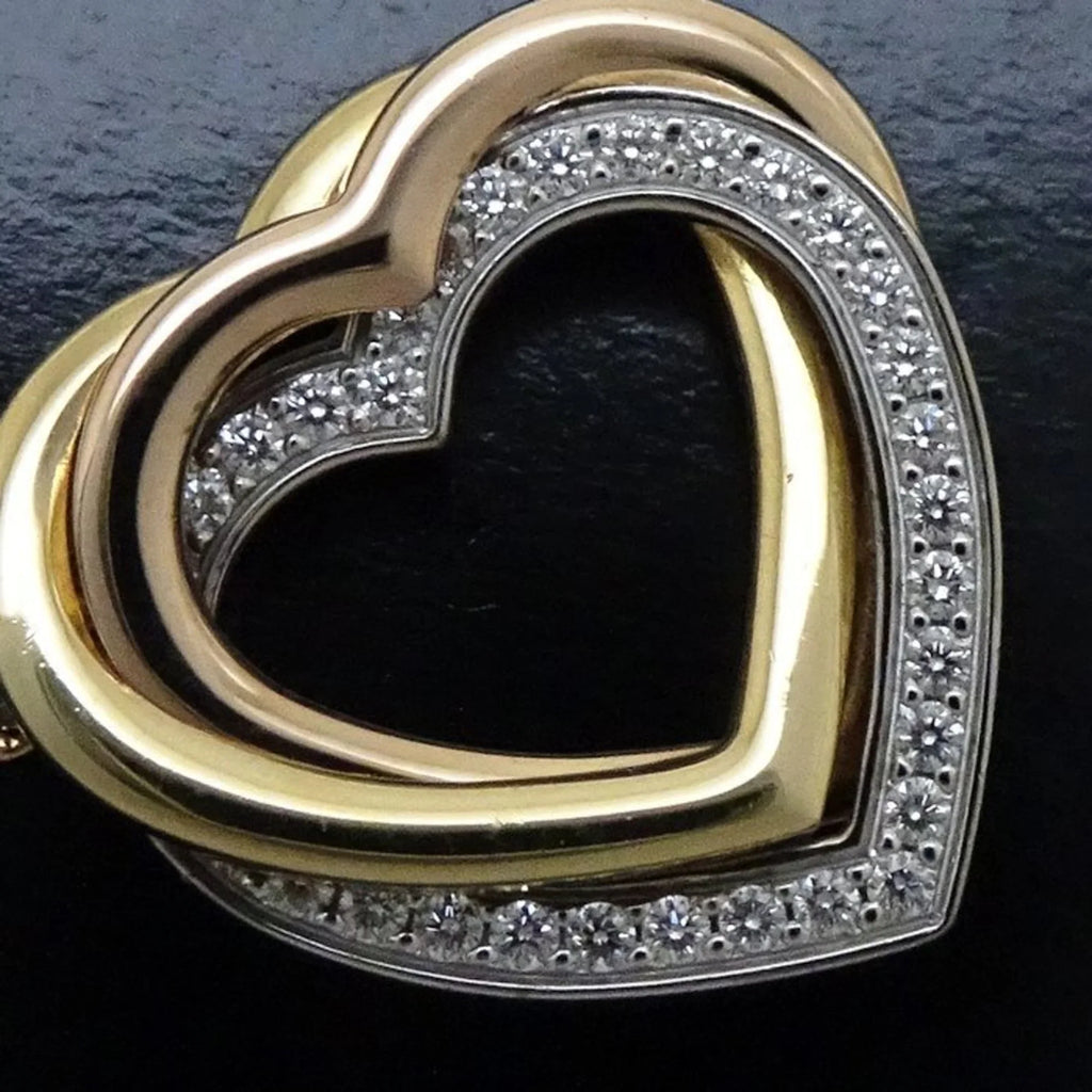 K18 (Like 291637 CARTIER Diamond Three-Color Heart Necklace New) Trinity Gold Pre-Owned B7061200