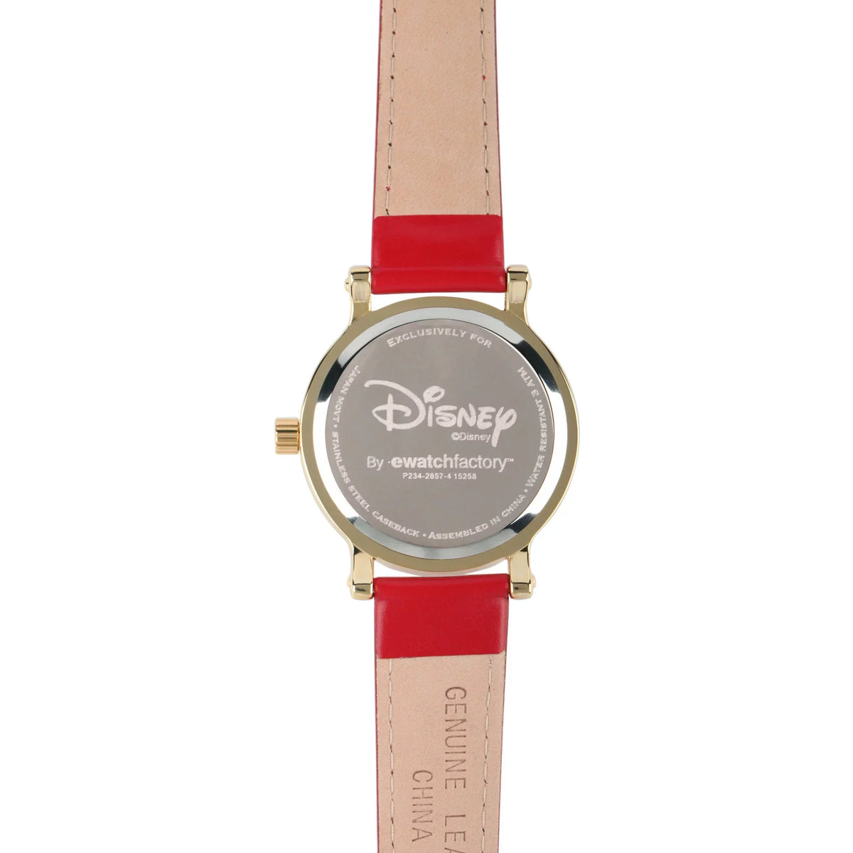 Watch, Classic Leather Mouse Red Strap Polka Alloy Vintage Gold Minnie Dot Articulating Dress Women's Red