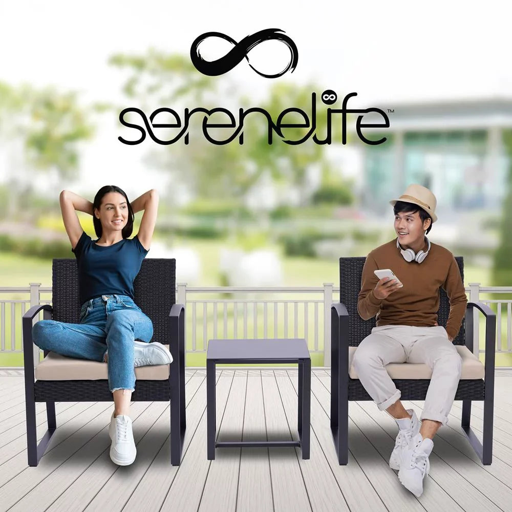 Single Pcs. Chairs Coffee SereneLife Furniture, Table, & Patio Set-Includes Outdoor Per 1 3 Brown 2