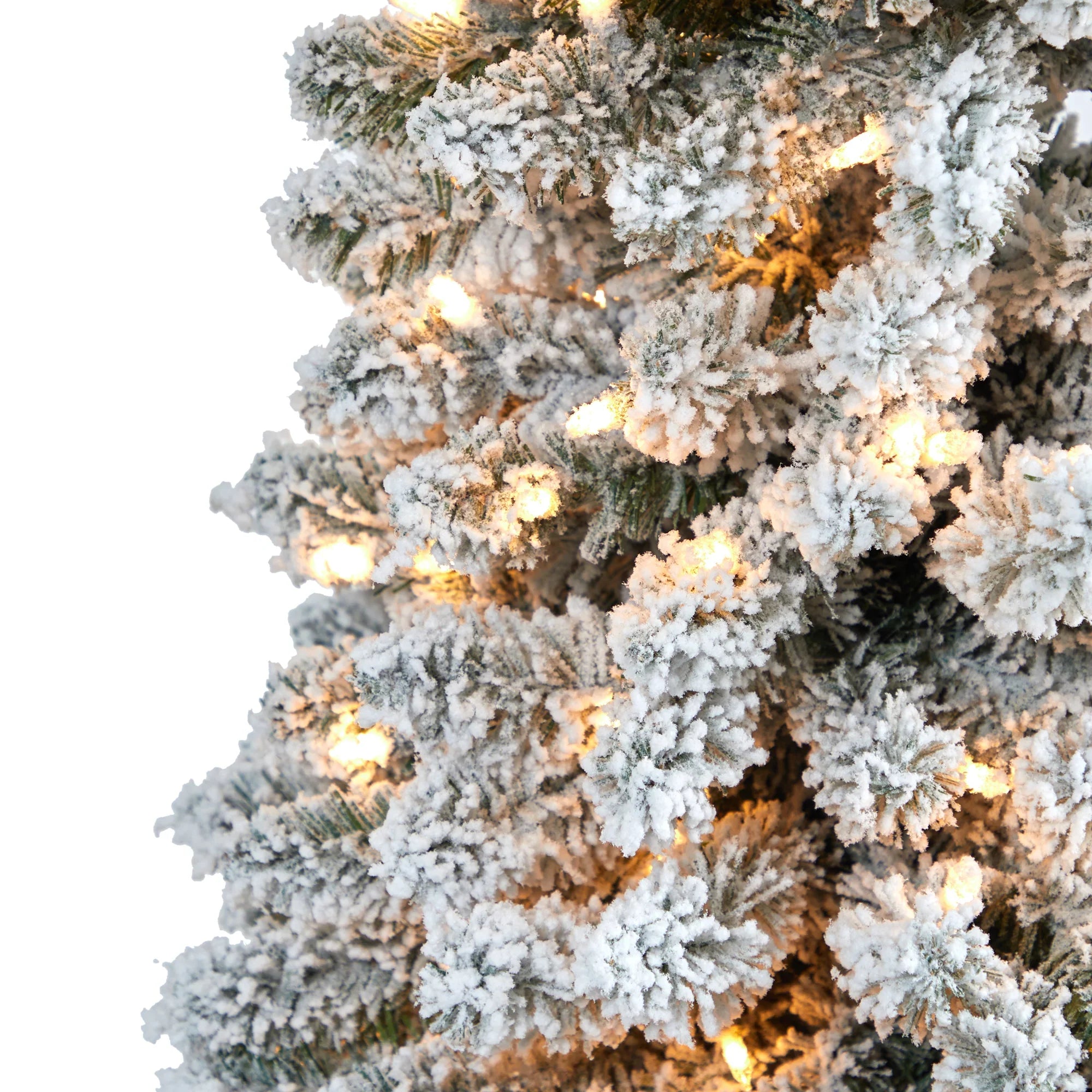White Christmas Lights Tree 7' Nearly Pencil Artificial Natural Flocked Clear 400 Prelit
