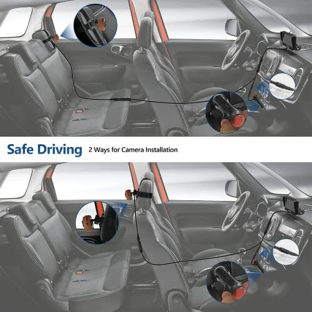 Function,5 View & Silicone 150&deg; Rotation Mins Vision Car Car Kit,With Baby 1080P A Baby with Mirror Night Cute Camera,360&deg; Case Easy Travel to VASTEND Wide Install Safety