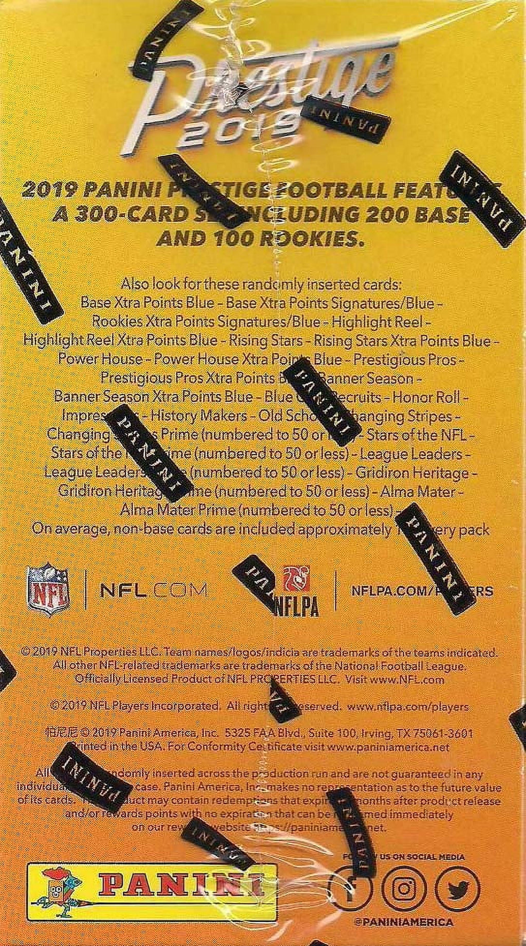 Panini Jerseys in Rookies Football Box- Featuring 2019 Blaster 2019 NFL Team Prestige