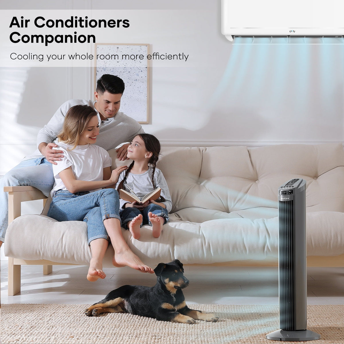 Gray Remote Speeds 3 60dB Wind Dark Fan Control Quiet Modes 30" Fan with Oscillating 120° Fan Bedroom, 3 MaxKare Cooling Tower Timer for