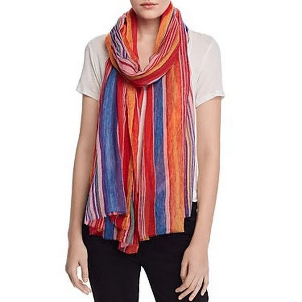 Echo Fringe Striped Rectangle Wool Womens Scarf