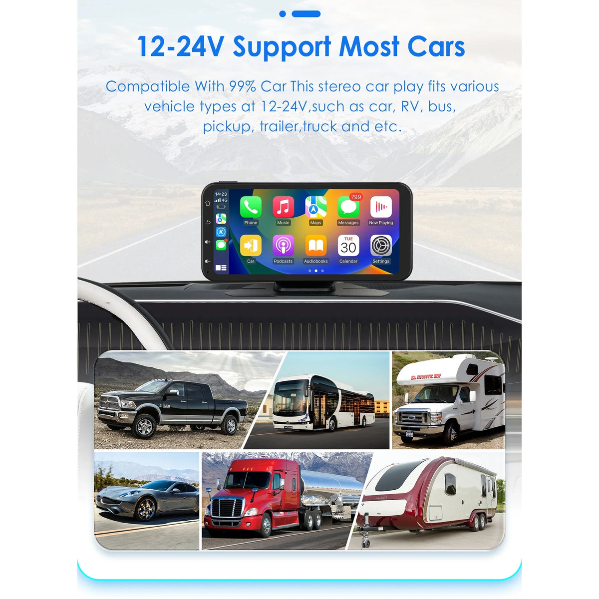 Android With Apple Auto Ossuret Adjustable GPS Camera Receiver Wireless Audio 360° Support Backup Touchscreen Carplay Bluetooth Car Stereo Navigation 6.25" Radio