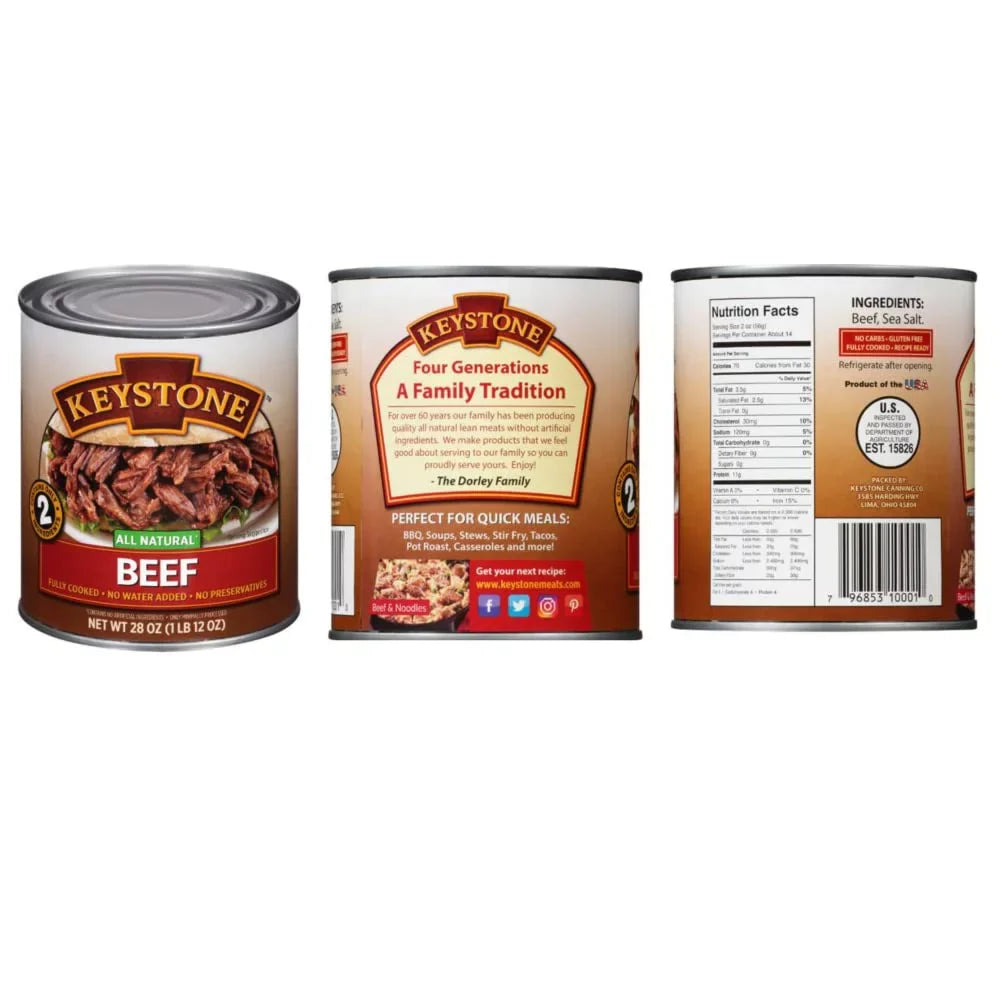 Survival Pork (6 - of Life Natural 28oz Emergency Keystone All 2 Beef, and eat Each) Long Combo Chicken to Ready Food Camping Cans Shelf Cans