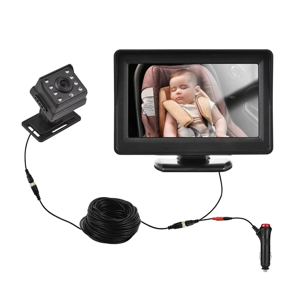 Mirror Night Installation Easy Car Camera Baby View 150° Wide Camera Facing Rear 4.3 Inch 720P for Seat Display Car moobody Monitor Monitor Seat Car Mirror Vision Baby Baby