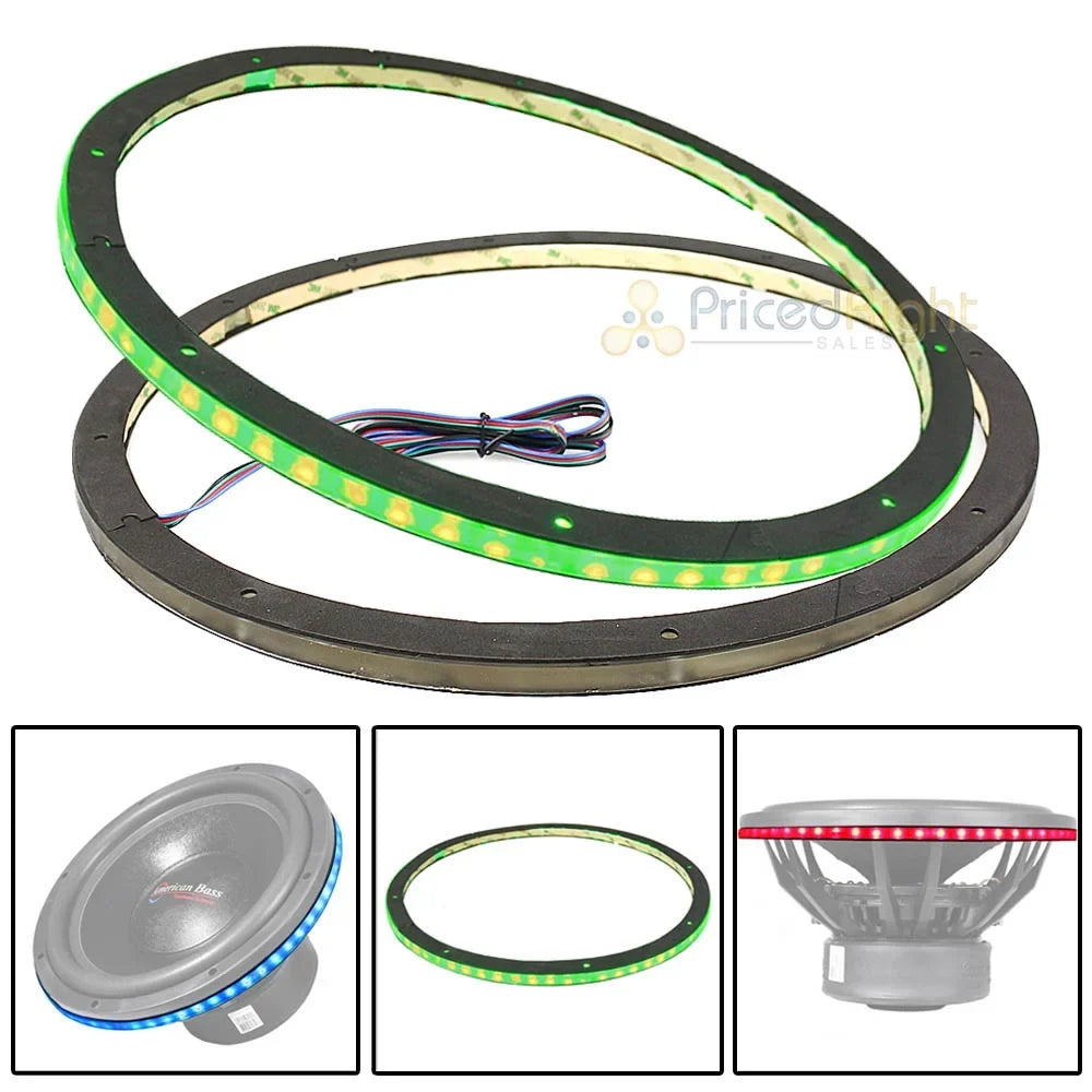Speakers 2 LRING15 and LED DS18 Pack Waterproof Subwoofers RGB 15" for Ring