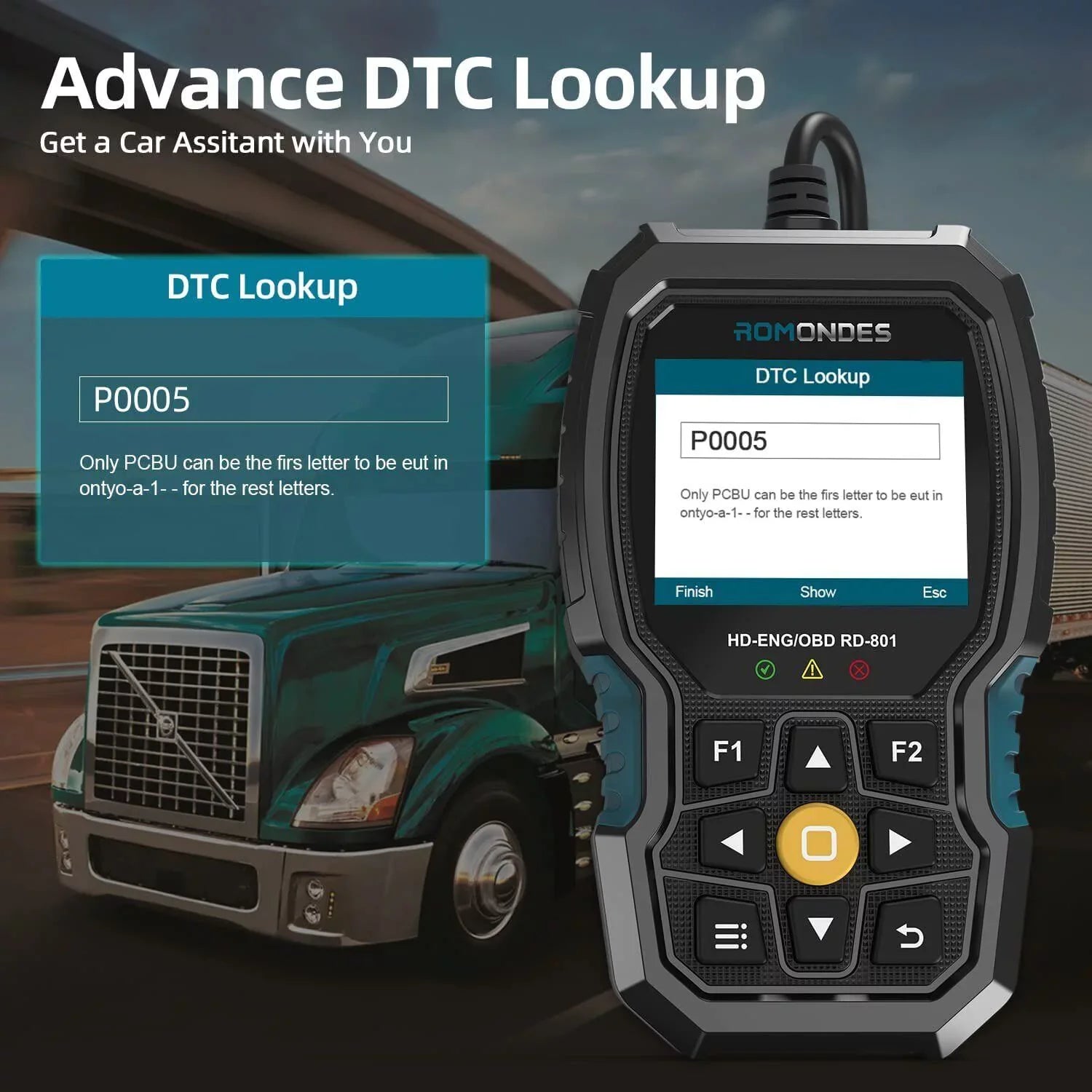 Diesel OBD2 Truck Scanner Heavy Diagnostic Scanner Truck Code RD801 Duty Tool Reader Romondes