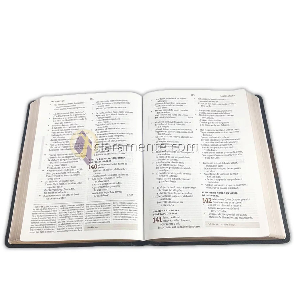 Biblia 1960 símil Spurgeon, negro/marrón estudio piel de RVR (Hardcover)