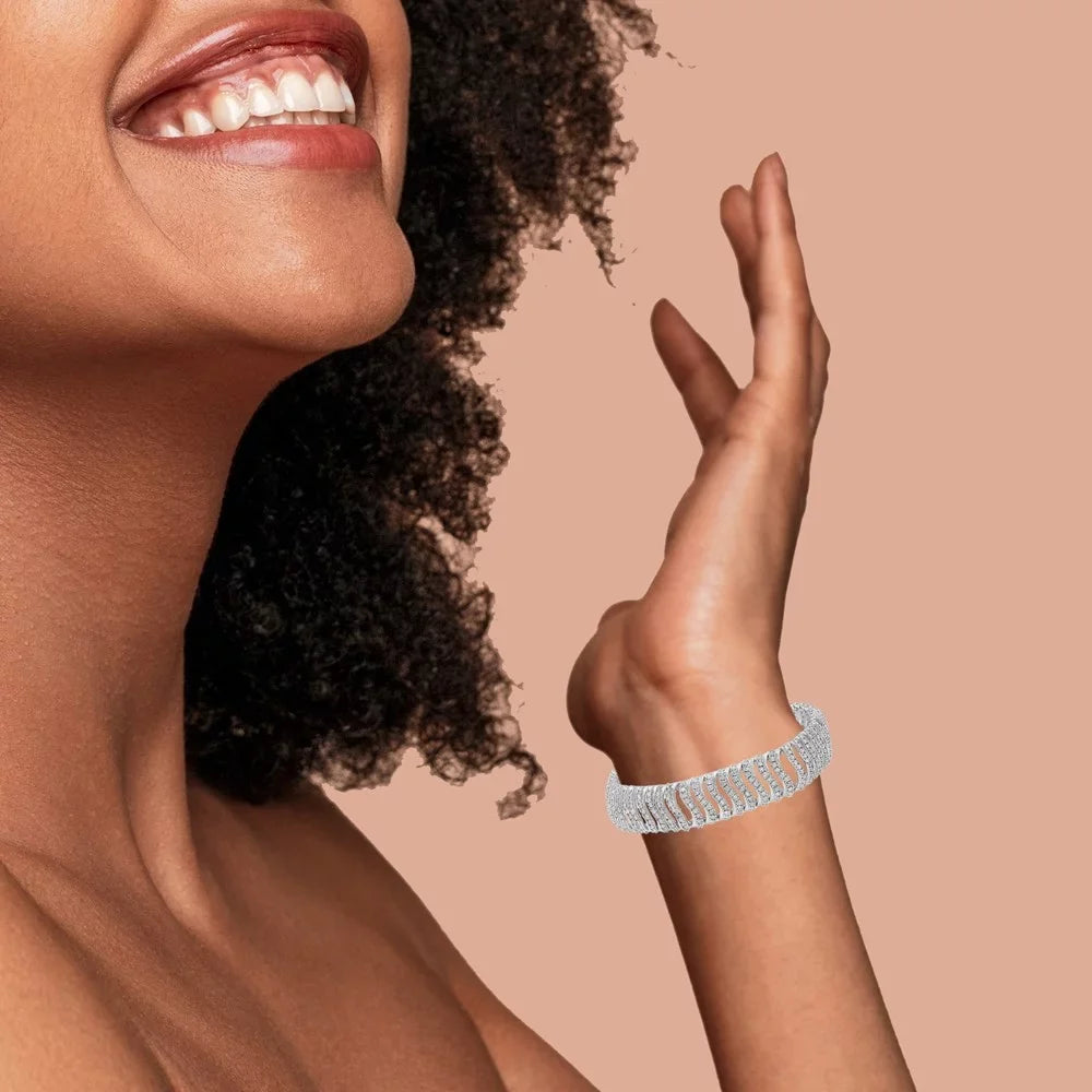 Link Diamond Round-Cut Bracelet Silver "S" 5.00 I3 Clarity) Color, 7.25 .925 Cttw (I-J - Size Sterling