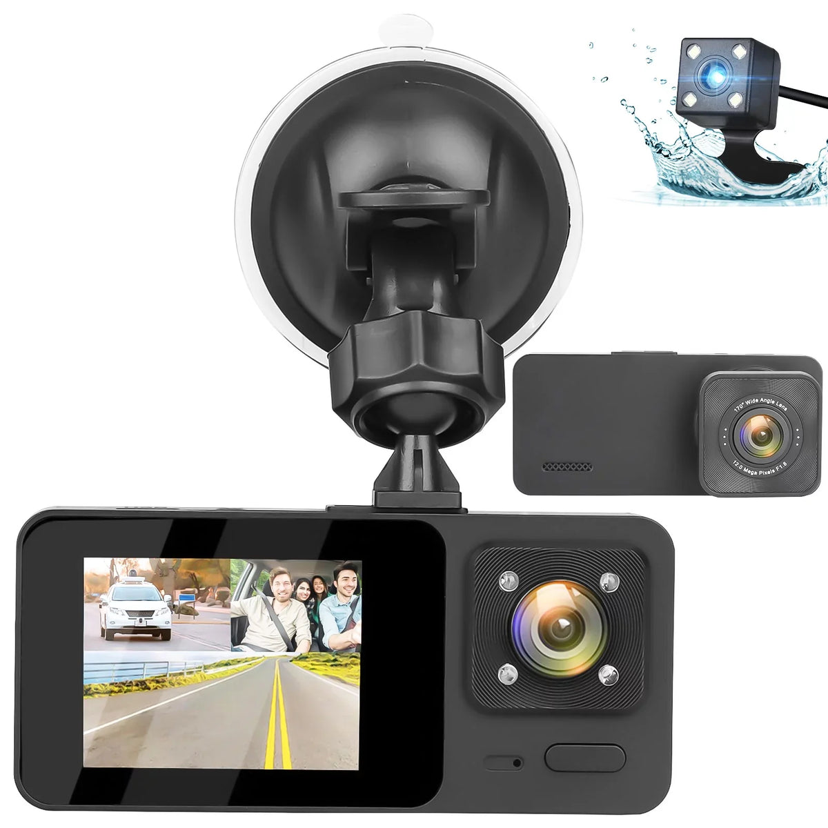 Dash HD Camera Channel 1080P G-Sensor, Cam, Loop Monitor, Dash Vision, Black Recording Parking with Night 3 TSV Backup -