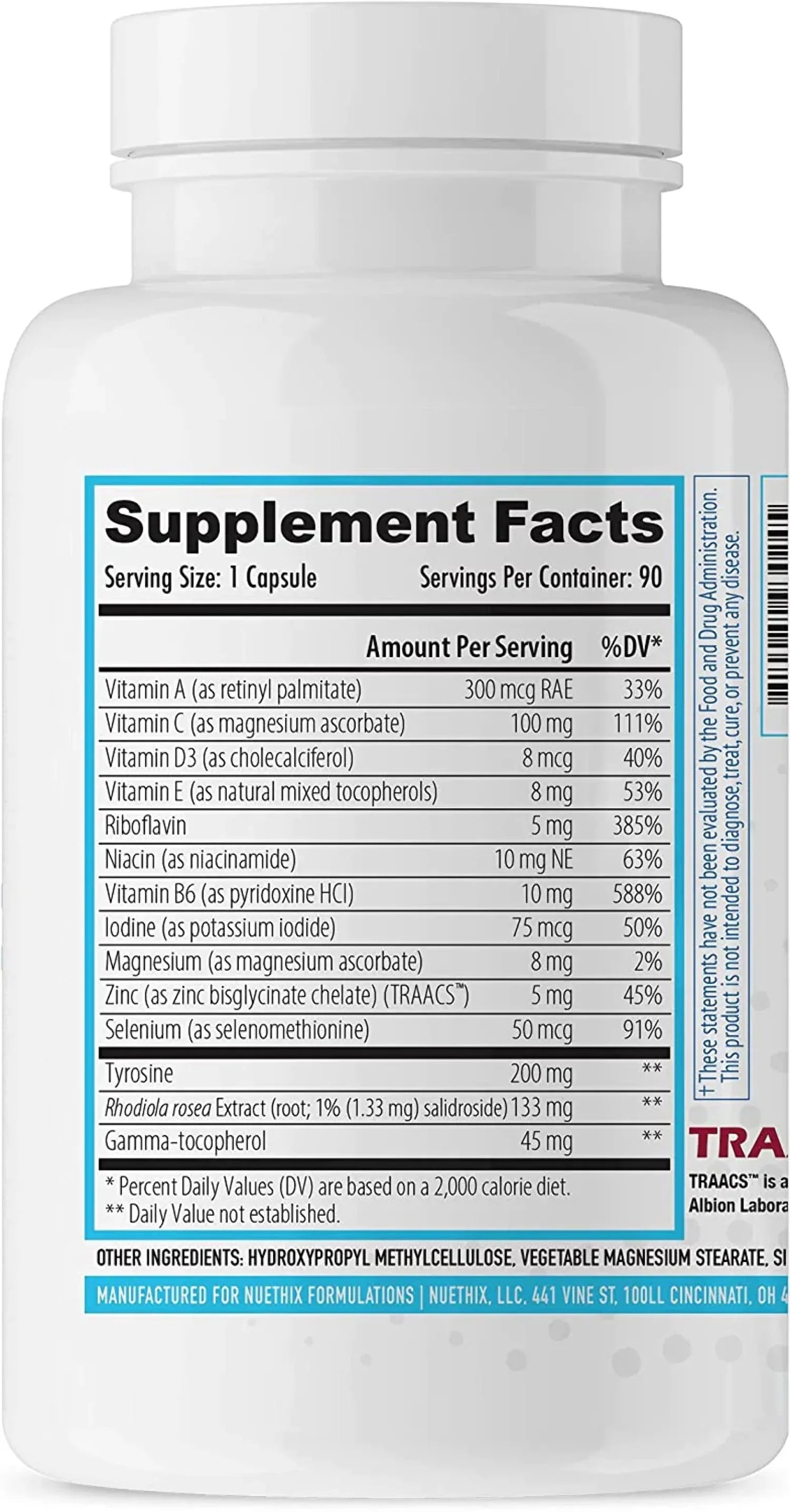 Optimal Non-Glandular Essentials, Capsules Thyro-Boost NuEthix Thyroid Function, 90 Support with