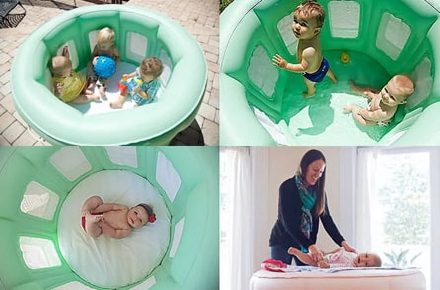 4-in-1 Central Play Yard Swim Baby Green Inflatable to Grow Room Portable