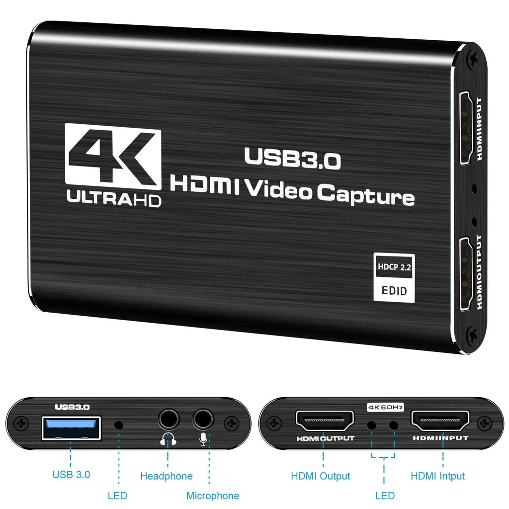 Use Game PS4 60HZ to YouTube One Game Windows for Support X Device Capture Twitch OS Recording System Linux 4K USB3.0 HDMI Streaming Capture Xbox ANSTEN OBS and Card, Video